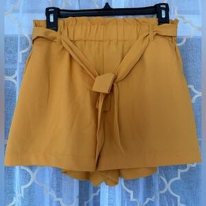Mustard Yellow High-Waisted Shorts
